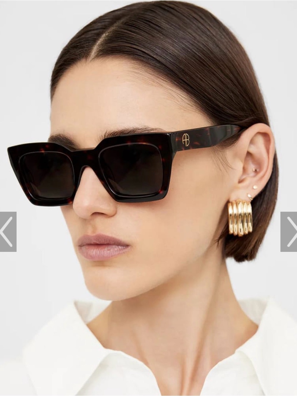 Anine Bing Indio Tortoiseshell Square Cat-Eye Sunglasses in Dark Brown